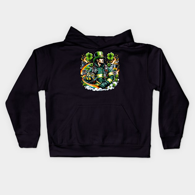 Firefighter St Patricks Day Fire Fire Dept Kids Hoodie by Ro Go Dan